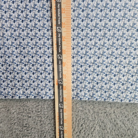 Hickey Freeman Polo Shirt Men Medium Geometric Wine Glass Cocktail White Blue - Picture 10 of 12